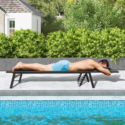 Costway Patio Tanning Lounge Chair Outdoor 5 Position Reclining