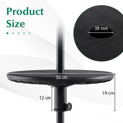 Costway Patio Umbrella Table Adjustable Umbrella Table Tray w/38mm Umbrella Hole - 3