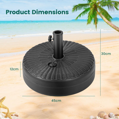 Costway Patio Water/Sand Filled Parasol Stand Umbrella Base Holder Fit 38 & 48 mm Pole