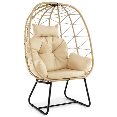 Costway PE Wicker Egg Chair Indoor Outdoor Lounge Chair Patio Basket Chair