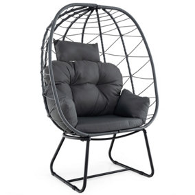 Costway PE Wicker Egg Chair Indoor Outdoor Lounge Chair Patio Basket Chair