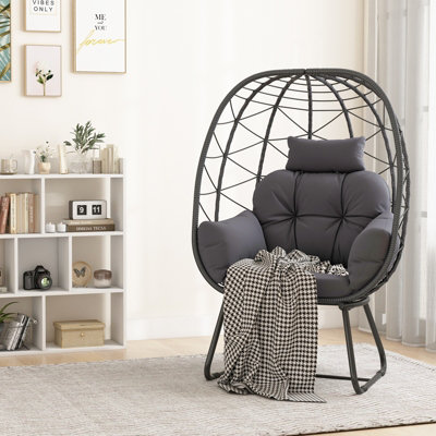 Costway PE Wicker Egg Chair Indoor Outdoor Lounge Chair Patio Basket Chair - 3