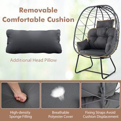 Costway PE Wicker Egg Chair Indoor Outdoor Lounge Chair Patio Basket Chair - 5