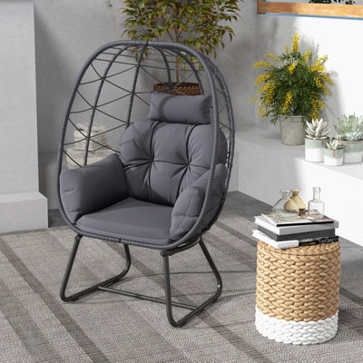 Costway PE Wicker Egg Chair Indoor Outdoor Lounge Chair Patio Basket Chair - 9