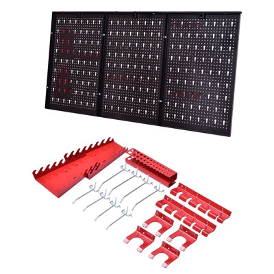 Costway Pegboard Wall Organizer Kit Multifunctional Garage Storage-Black
