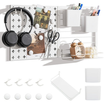Costway Pegboard Wall Organizer Kit Wall Mount Display 2 Pegboard ...