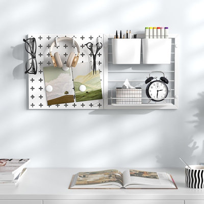 Costway Pegboard Wall Organizer Kit Wall Mount Display 2 Pegboard ...