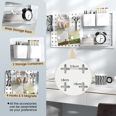 Costway Pegboard Wall Organizer Kit Wall Mount Display 2 Pegboard ...