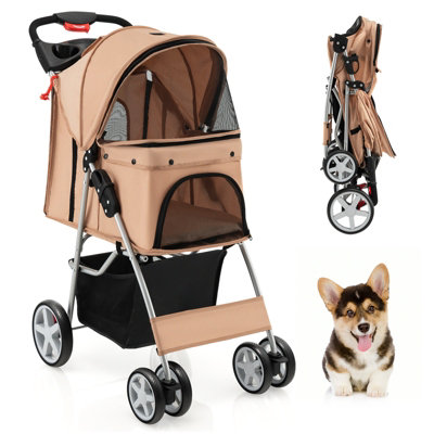 Costway Pet Stroller Cat Dog Folding Carrier Strolling Cart w/ Storage Basket Price Comparisons | Compare The Build