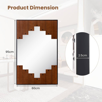 Costway Piano Key-Shaped Framed Decoration Rectangle Wall Mirror Makeup Vanity Mirror