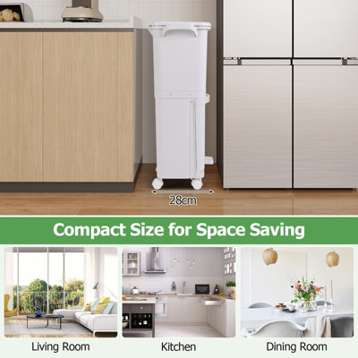 COSTWAY Plastic Step-on Trash Can 40L Kitchen Garbage Bin w