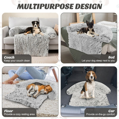 Costway Plush Calming Dog Couch Bed Dog Sofa Bed Anti Slip Bottom With Washable Cover