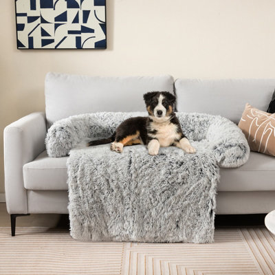 Costway Plush Calming Dog Couch Bed Dog Sofa Bed Anti Slip Bottom With Washable Cover