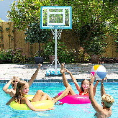COSTWAY Pool Basketball Hoop Poolside Basketball Goal 143-171 cm Adjustable