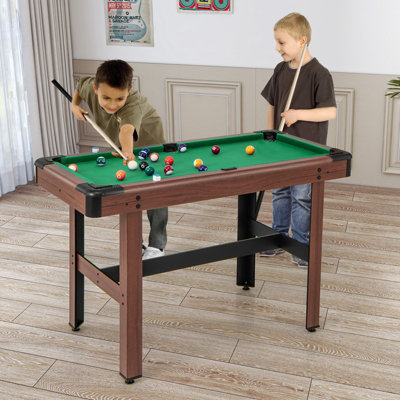 COSTWAY Pool Table for Kids Adults Wooden Billiard Game Table w Full Set of Balls