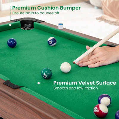 COSTWAY Pool Table for Kids & Adults Wooden Billiard Game Table w/ Full Set of Balls - 7