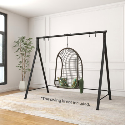 Costway Porch Swing Frame Patio Metal Swing Stand w/ A-Shaped Structure 5 Hanging Ring
