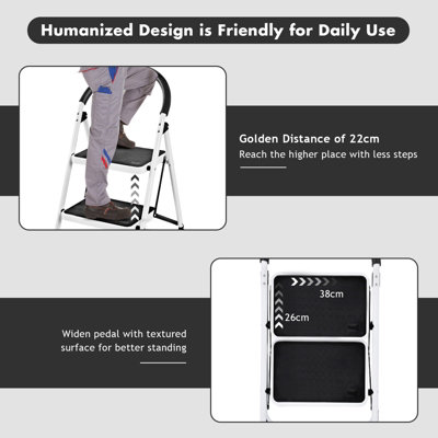 Costway Portable 2 Step Household Ladder Folding Step Stool w/ Anti-Slip Platform 150 kg - 5