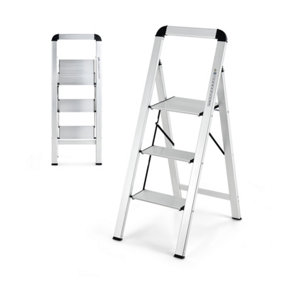 Costway Portable 3-Step Ladder Aluminum Folding Step Stool w/ Non-Slip Pedal & Footpads