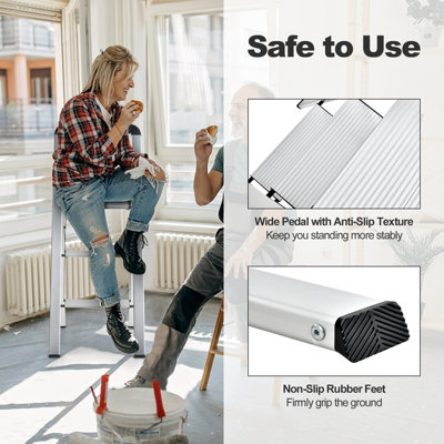 Costway Portable 3-Step Ladder Aluminum Folding Step Stool w/ Non-Slip Pedal & Footpads - 3