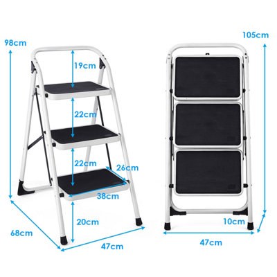 Costway Portable 3-Tread Step Ladder Heavy Duty Safety Anti-Slip Stool Home Display Rack - 3