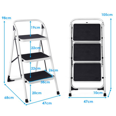 Costway Portable 3-Tread Step Ladder Heavy Duty Safety Anti-Slip Stool Home Display Rack