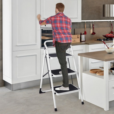 Costway Portable 3-Tread Step Ladder Heavy Duty Safety Anti-Slip Stool Home Display Rack - 4