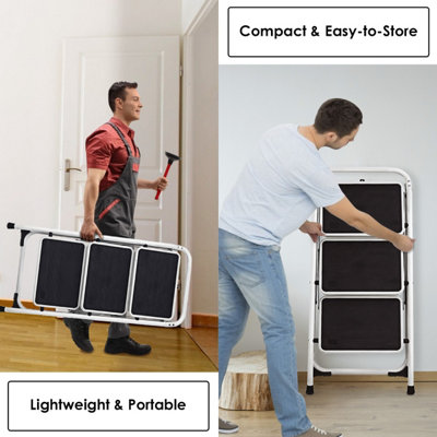 Costway Portable 3-Tread Step Ladder Heavy Duty Safety Anti-Slip Stool Home Display Rack - 6