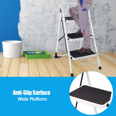 Costway Portable 3-Tread Step Ladder Heavy Duty Safety Anti-Slip Stool Home Display Rack - 7