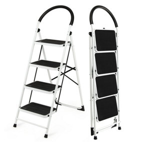 Costway Portable 4-Step Ladder Heavy Duty Safety Anti-Slip Steel Ladder With Handgrip