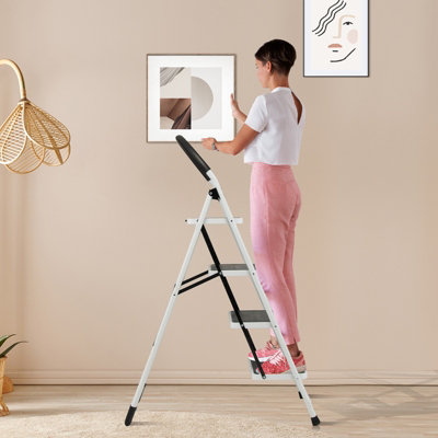 Costway Portable 4-Step Ladder Heavy Duty Safety Anti-Slip Steel Ladder With Handgrip - 9