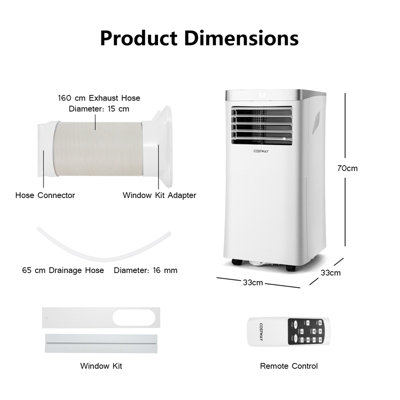 Costway Portable Air Conditioner 9000 BTU 4 in 1 Mobile Cooler Fan and Dehumidifier