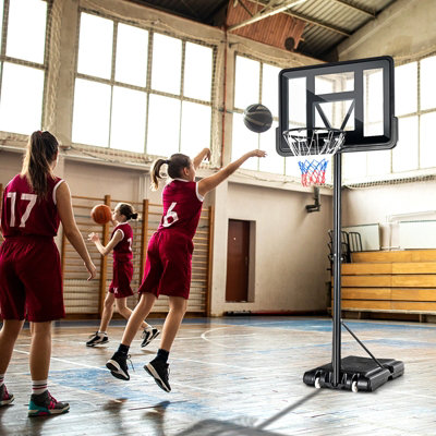 Costway Portable Basketball Hoop for Both Youth and Adults Height Adjustable 1.35-3.05m - 3