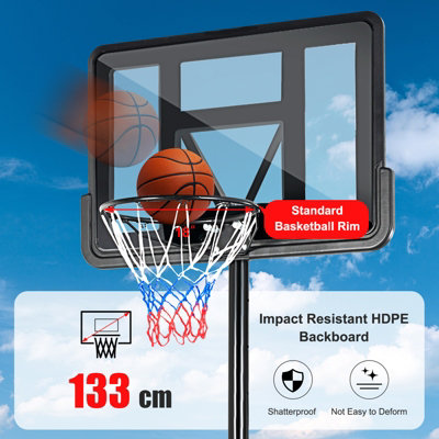Costway Portable Basketball Hoop for Both Youth and Adults Height Adjustable 1.35-3.05m - 5