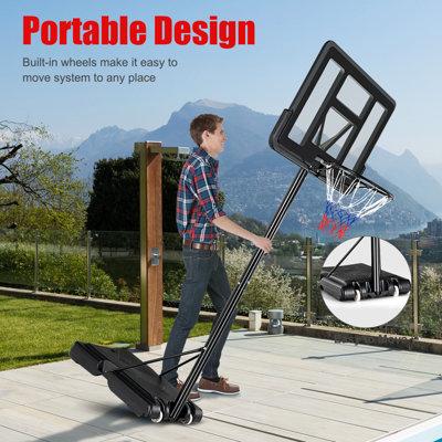 Costway Portable Basketball Hoop for Both Youth and Adults Height Adjustable 1.35-3.05m - 8
