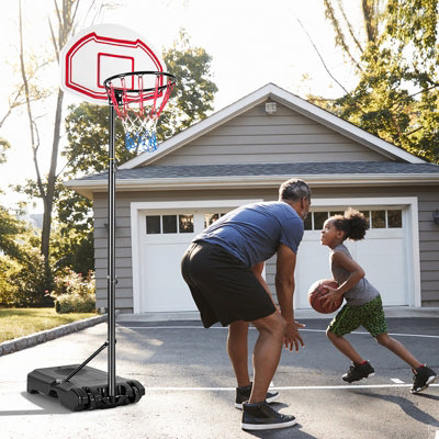 Costway Portable Basketball Hoop Height Adjustable Basketball Stand w/Built-in Wheels