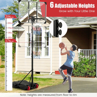 Costway Portable Basketball Hoop Height Adjustable Indoor Outdoor Basketball Stand - 6