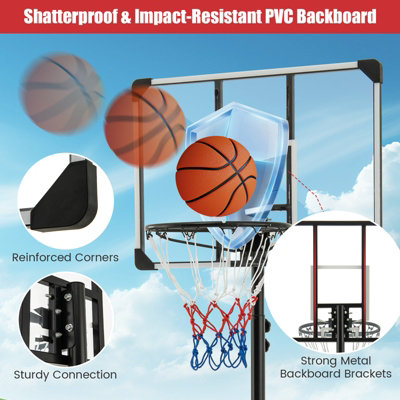 Costway Portable Basketball Hoop Height Adjustable Indoor Outdoor Basketball Stand - 7