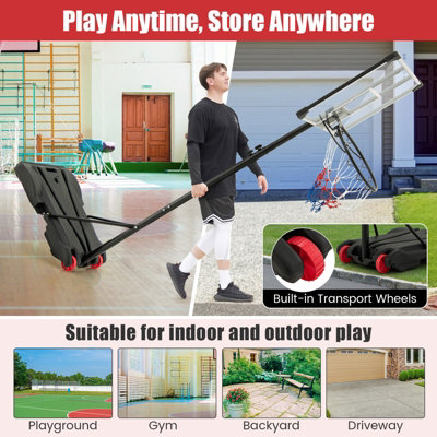 Costway Portable Basketball Hoop Height Adjustable Indoor Outdoor Basketball Stand - 9