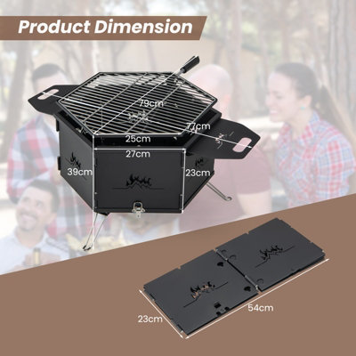 Costway Portable Charcoal Grill Stove 360 Rotatable Camping Hibachi Grill Smoker