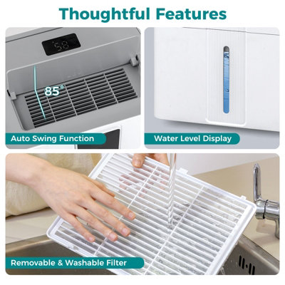12L/Day Dehumidifier With Laundry Drying Mode Automatic Humidity Sensor