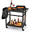 Costway Portable Dining Cart BBQ Trolley Grill Cart Food Prep Worktable w/ Lockable Wheel