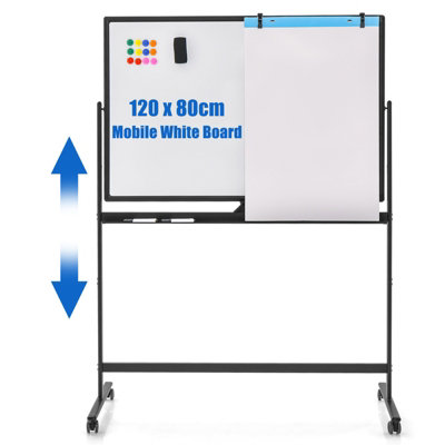 Costway Portable Double-Sided Magnetic Mobile Whiteboard Adjustable Rolling Erase Board