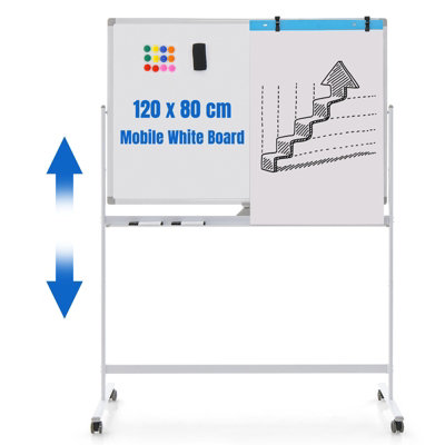 Costway Portable Double-Sided Magnetic Mobile Whiteboard Adjustable Rolling Erase Board