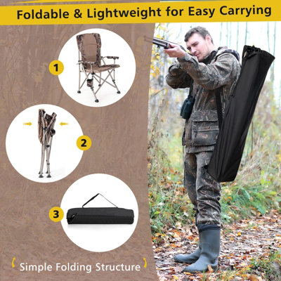 Costway Portable Folding Camping Chair Outdoor Lightweight Hunter Chair - 5