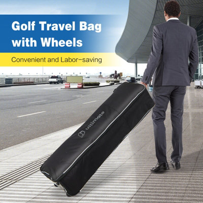 Costway Portable Golf Club Travel Bag w/3 Pull Handles 600D Heavy Duty Gulf Travel Bag - 3