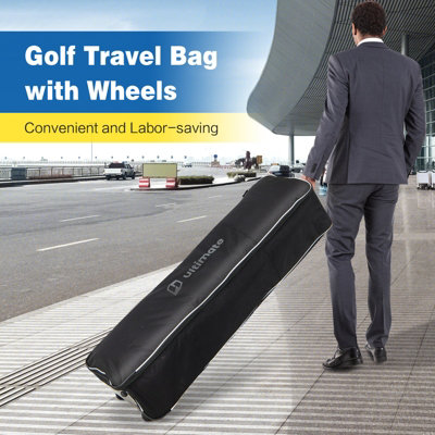 Costway Portable Golf Club Travel Bag w/3 Pull Handles 600D Heavy Duty Gulf Travel Bag