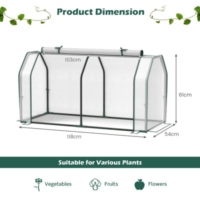 Costway Portable Greenhouse w/Roll-Up Zippered Door Indoor Outdoor Green Hot House