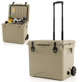 Costway Portable Hard Rotomolded Cooler Camping Wheeled 40 L Ice Chest w/ Handle