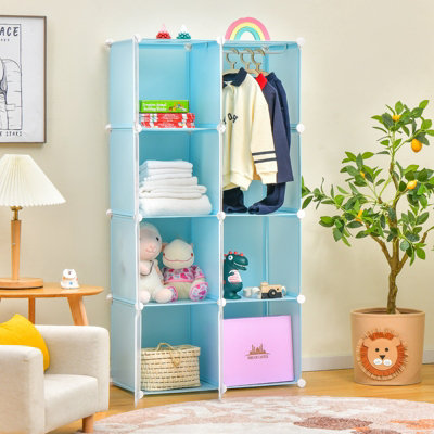 Costway Portable Kids Wardrobe 8 Cube Baby Closet Dresser Children s Storage Organizer